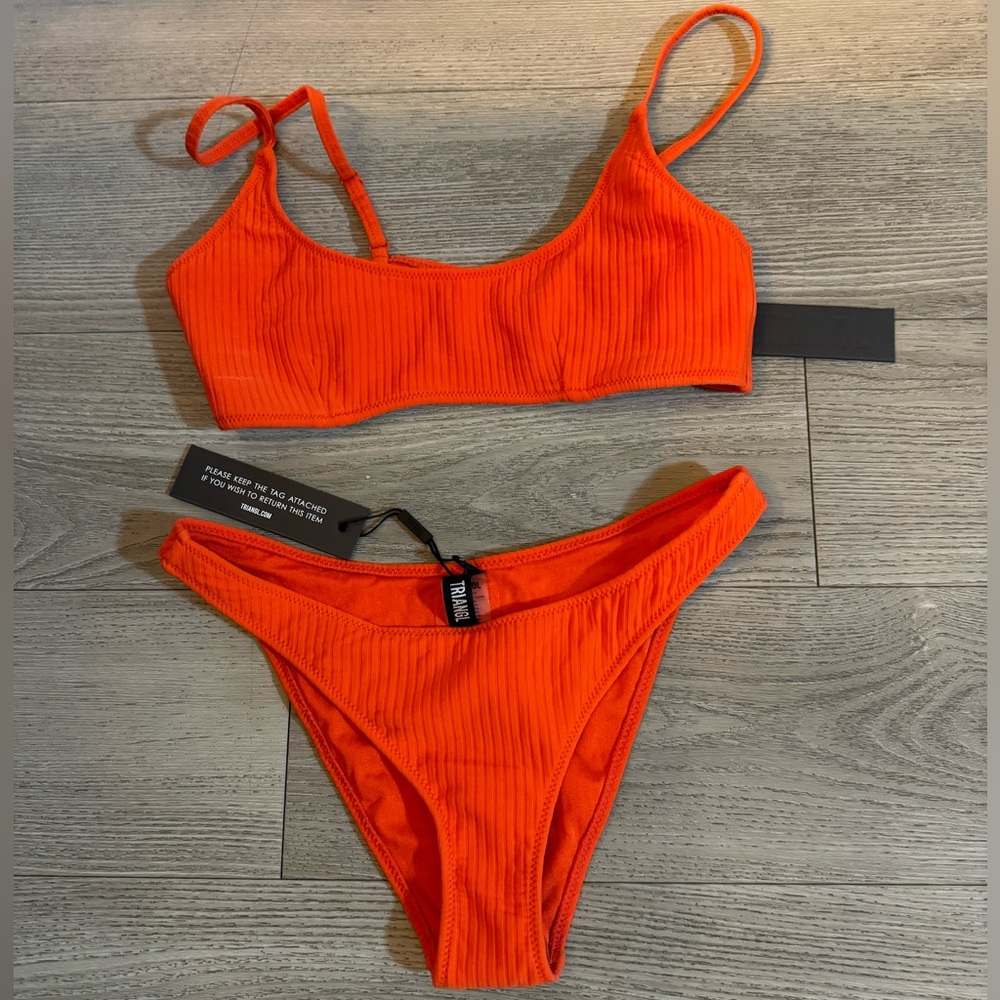 Triangl red ribbed maci swimsuit